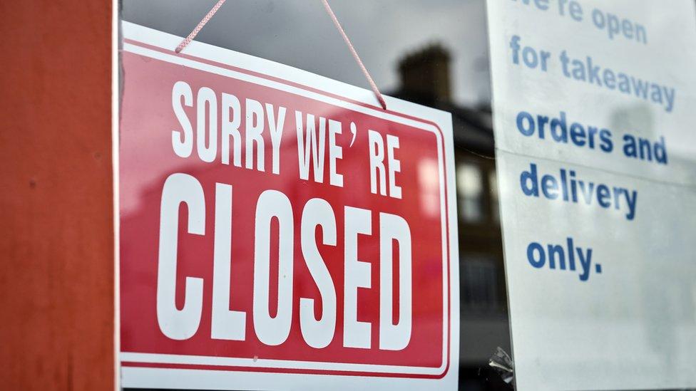 A closed sign in a shop window