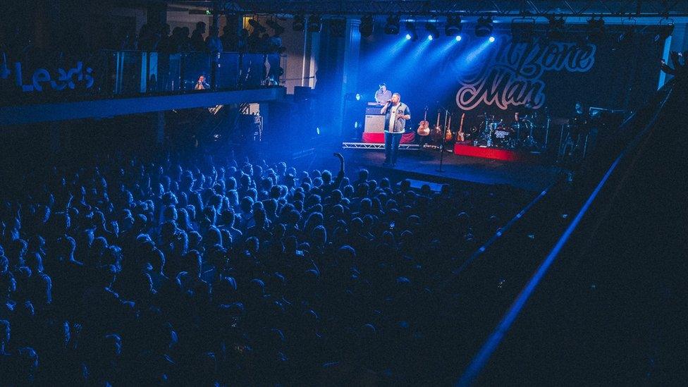 The Refectory at Leeds University during a gig by Rag'n'Bone Man