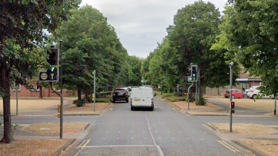 The Skaters Way junction with Goodwin Walk, in Werrington