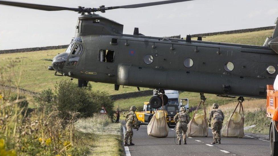 Bags loaded on to Chinook