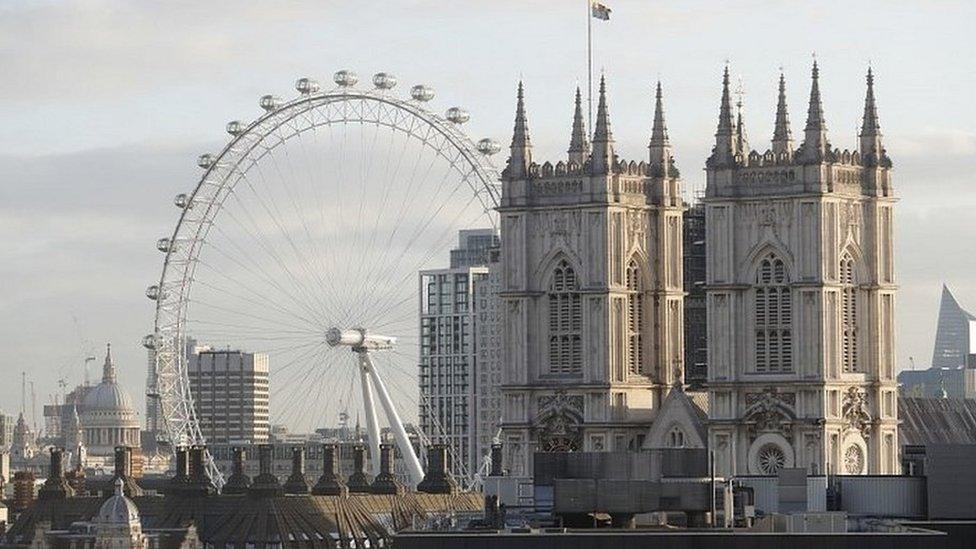 Image of the London Eye and other landmarks