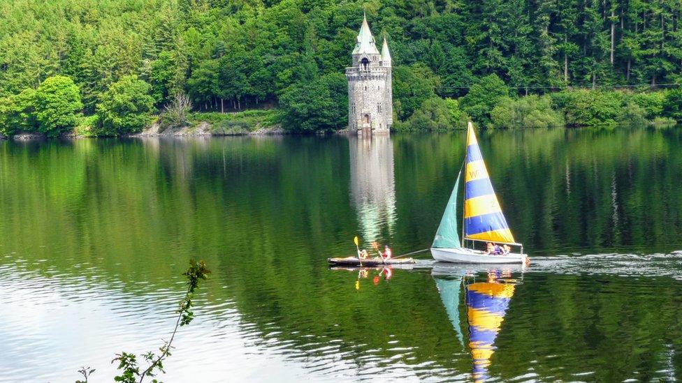 Sunshine on a rainy day: Trevor Hands' shot of Lake Vyrnwy, Powys, boosted our spirits on a damp morning