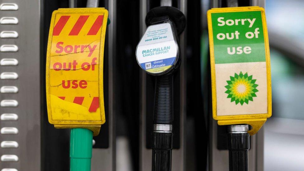 Out of use pumps at a petrol station