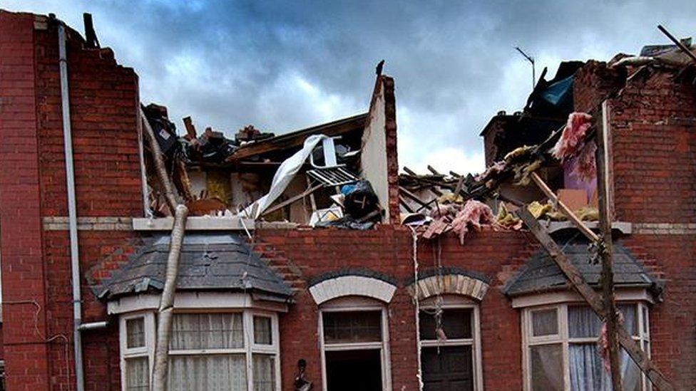 Damage to houses in Alder Road