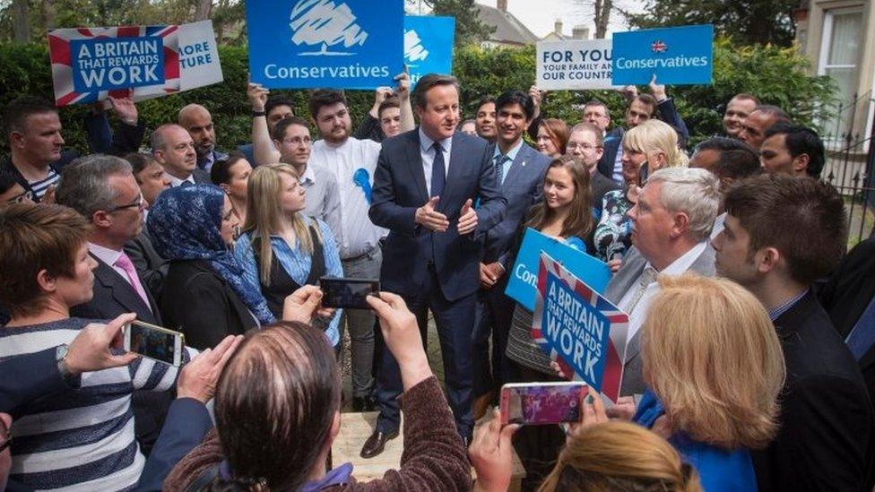 David Cameron outside the Peterborough Conservative Club