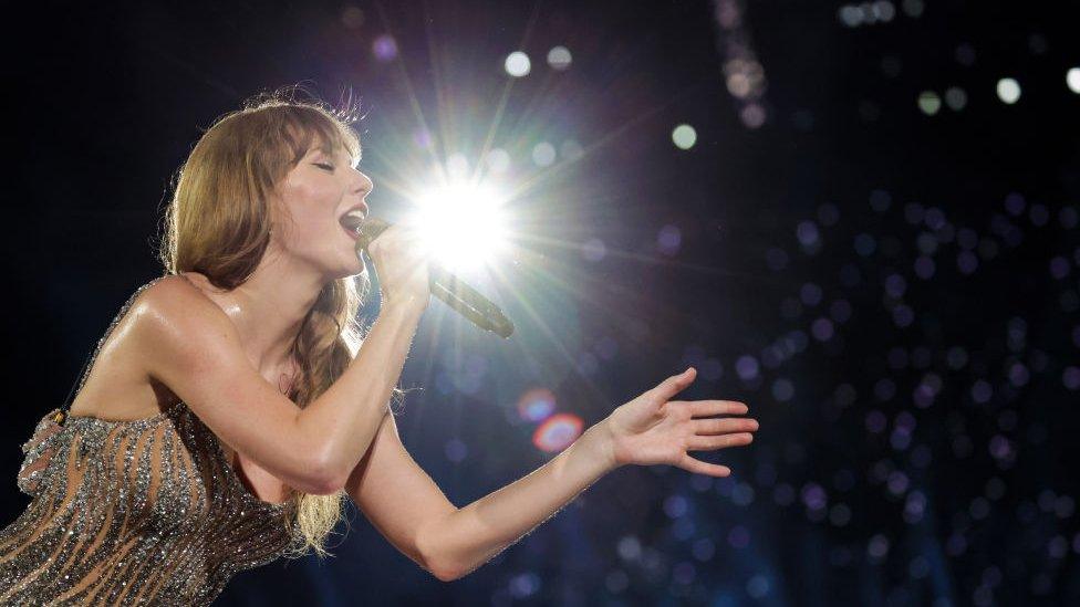 Taylor Swift performs during at the National Stadium on 2 March, 2024, in Singapore