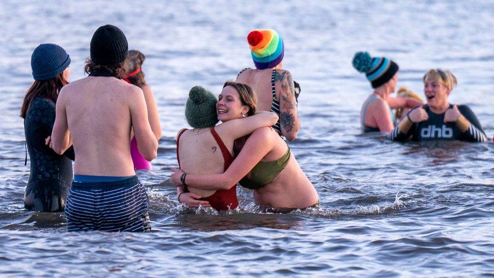 sunrise swim at Portobello Beach