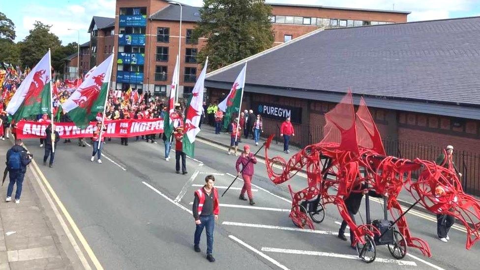 Welsh independence march in Bangor