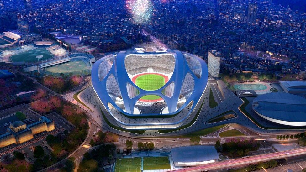 This artist rendering released by Japan Sport Council shows Ms Hahid's proposed new National Stadium