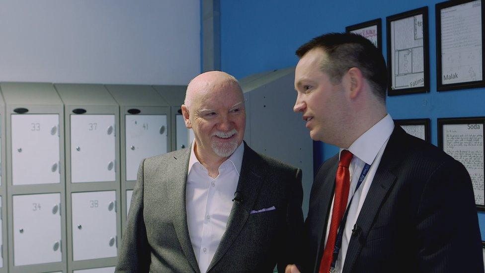 Sir Tom Hunter and headteacher Max Haimendorf