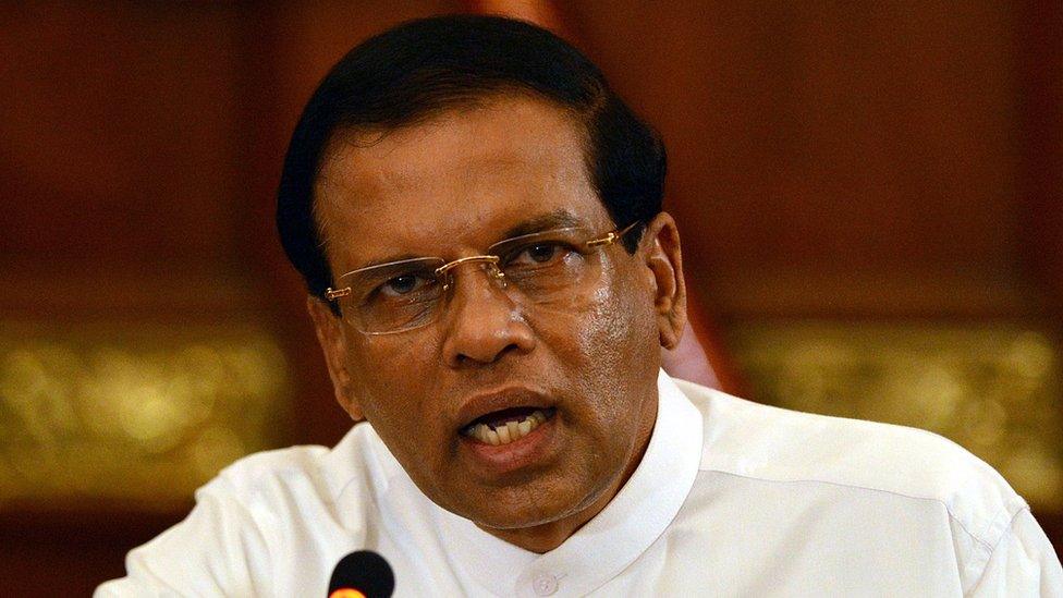 Sri Lankan President Maithripala Sirisena addresses a press conference in Colombo on July 14, 2015.