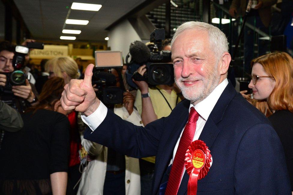 abour leader Jeremy Corbyn arrives at the Sobell Leisure Centre in Islington, north London