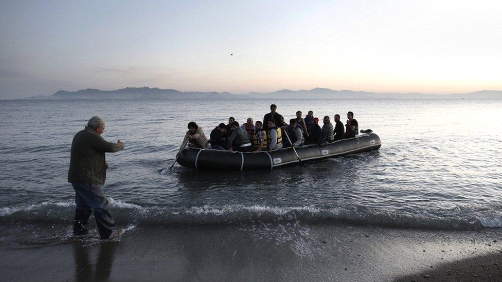 2015 file picture of refugees as they try to disembark on the coast of Kos island, Greece