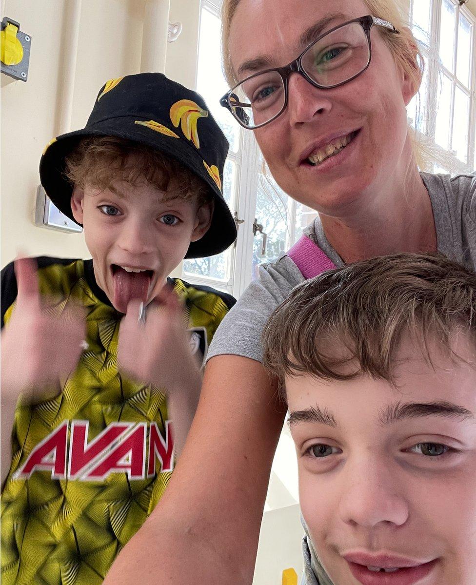 Colleen Royall with her sons Liam and Jamie