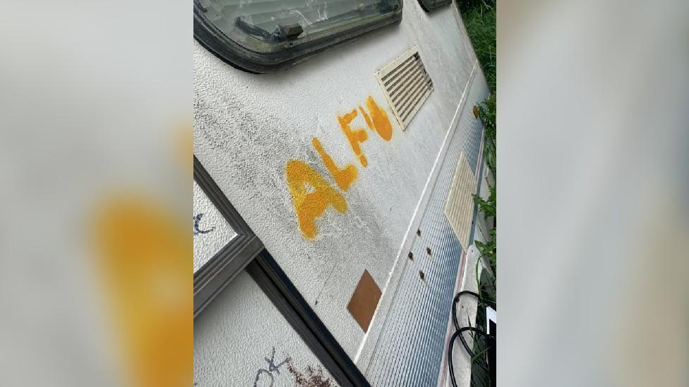 Graffiti on a caravan