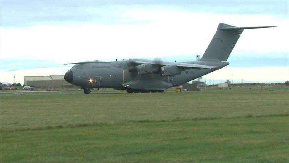 An RAF Airbus A400M tactical transport aircraft at Lossiemouth