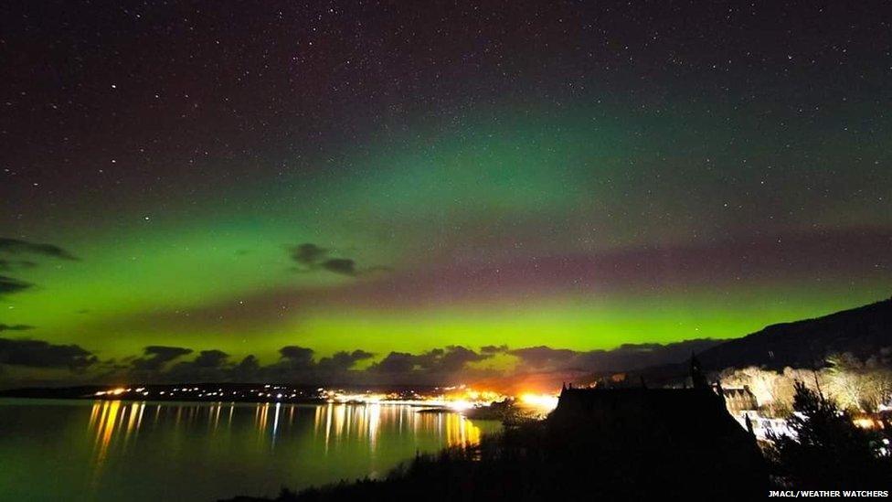 Green glow from Northern Lights