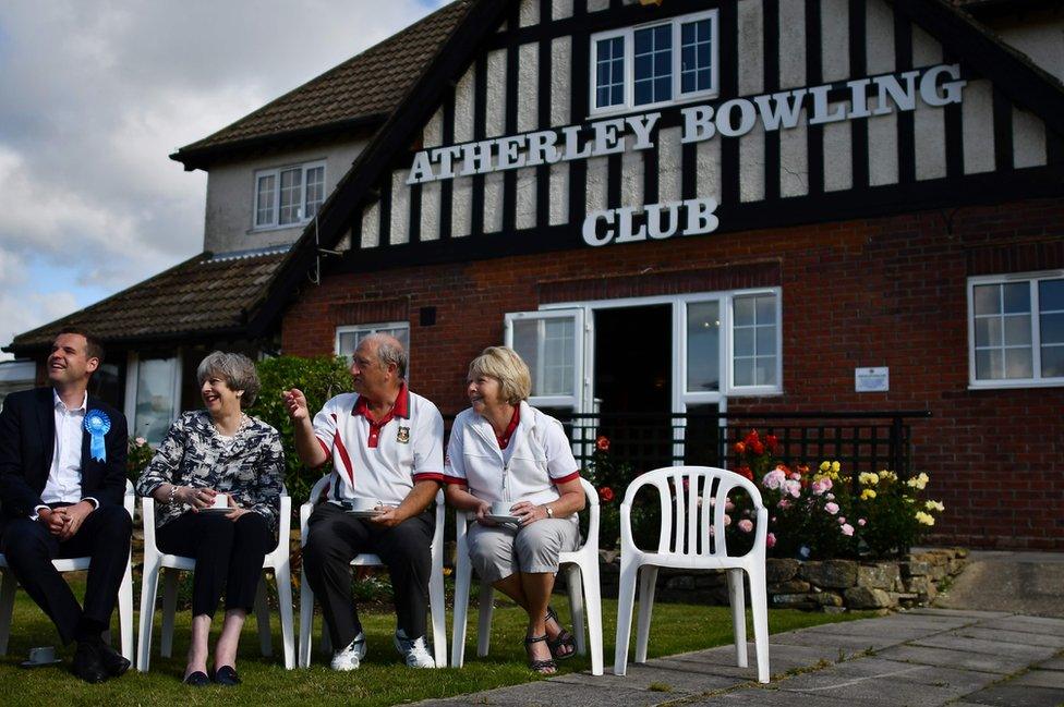 Theresa May visited Atherley Bowling Club during an election campaign visit in Southampton