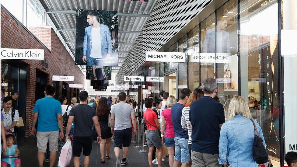 German Shoppers at mall in Metzingen, Germany