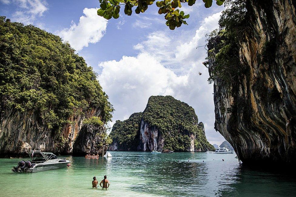 Cliff divers in Krabi