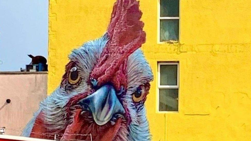 Mural of a cockerel