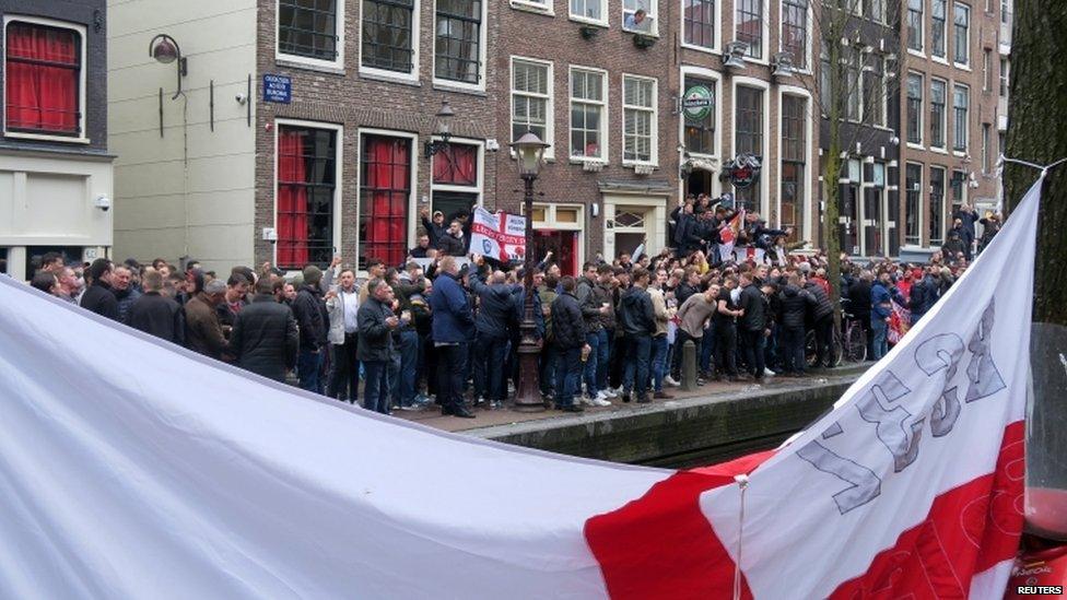 England fans beside the canal