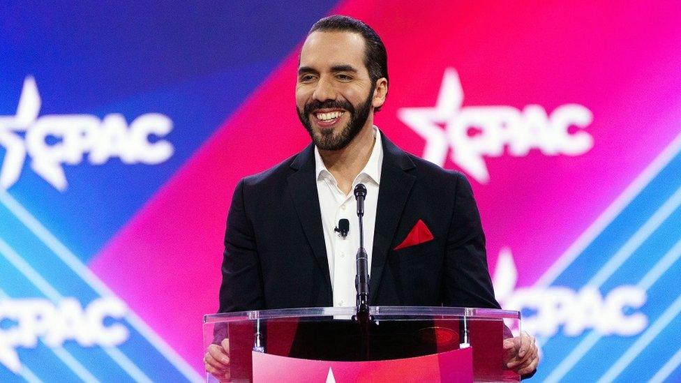 President of El Salvador Nayib Bukele delivers remarks during the Conservative Political Action Conference (CPAC) 2024 at National Harbor, Maryland, USA, 22 February 2024. The Conservative Political Action Conference is an annual political conference attended by conservative activists and elected officials from across the United States and beyond.