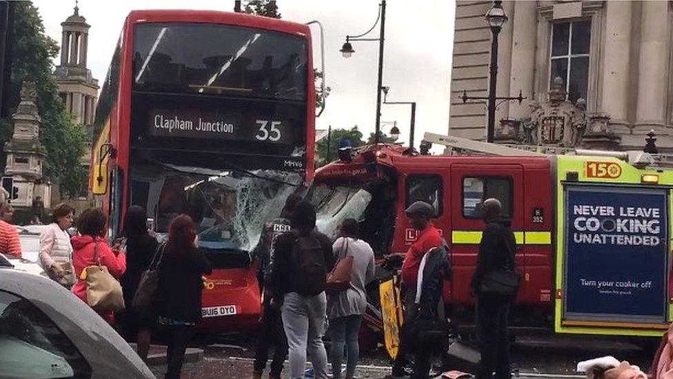 Bus crashed into fire engine in Brixton