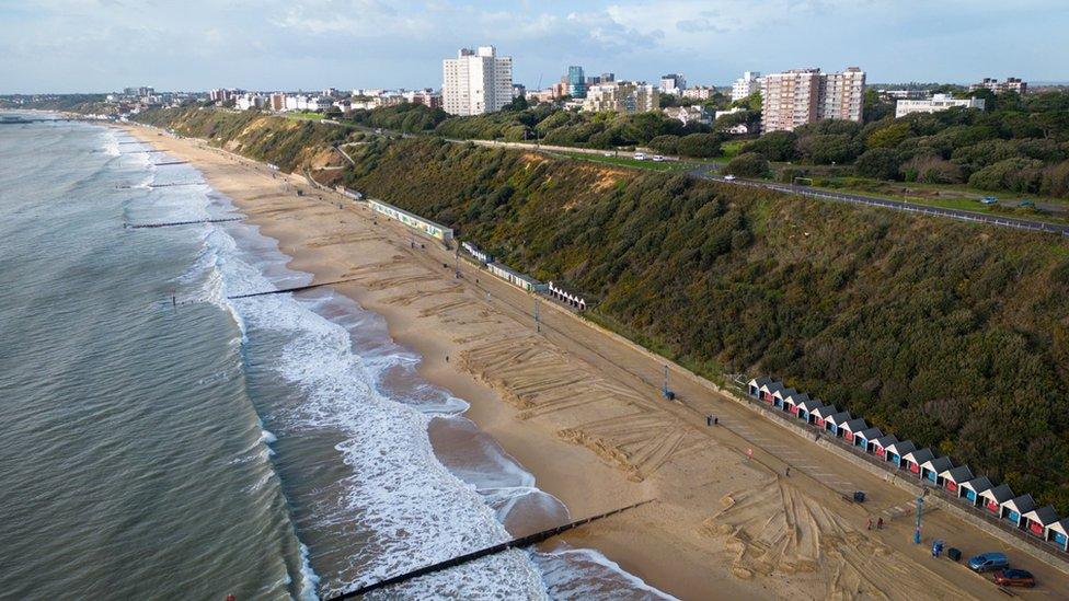 Aerial view of Bournemouth and Poole beaches