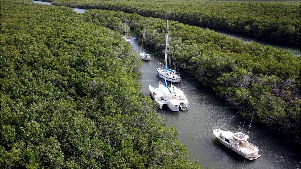 Boats seen tied up as storm is incoming