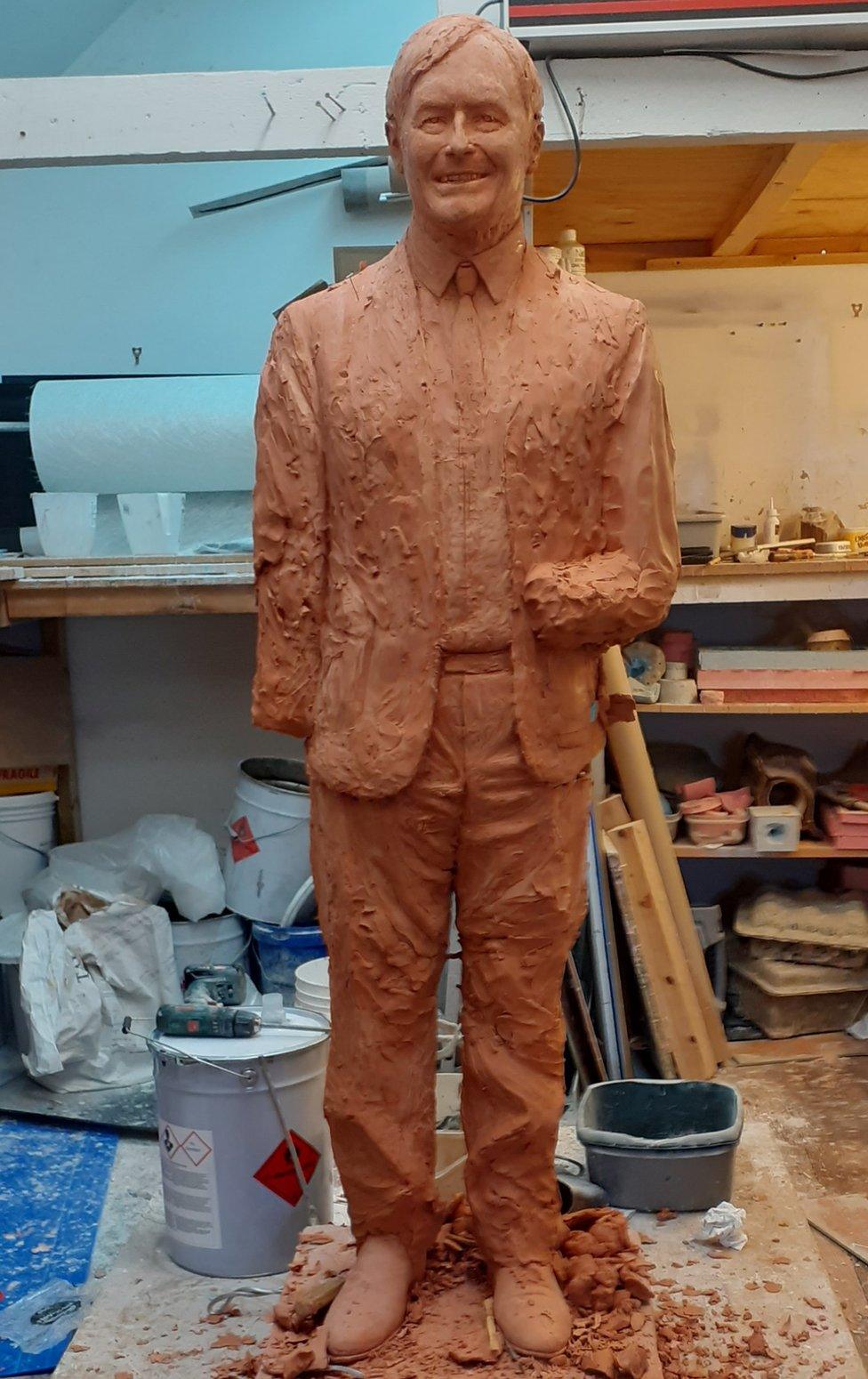 A sculpture of Sir David Amess, a work in progress