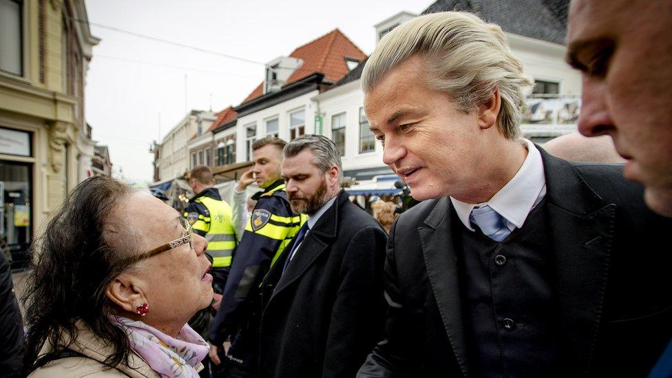 Geert Wilders campaigns in the Netherlands in April 2016