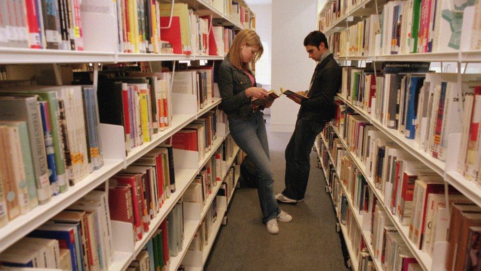 Students in library