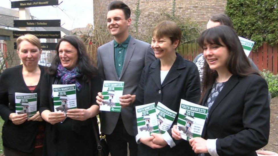 Green party members campaigning in Cardiff