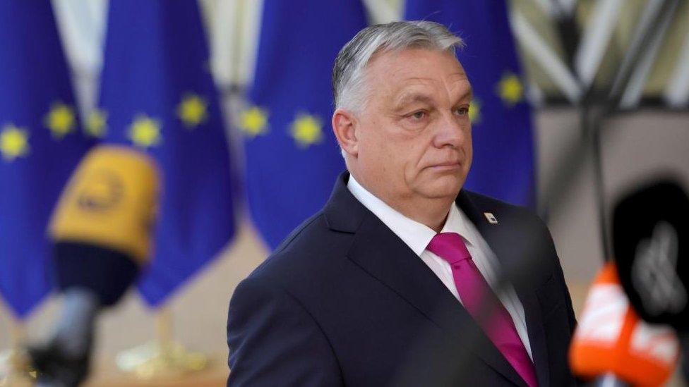 Hungary's Prime Minister Viktor Orban arrives for a European Council in Brussels, Belgium, 14 December 2023