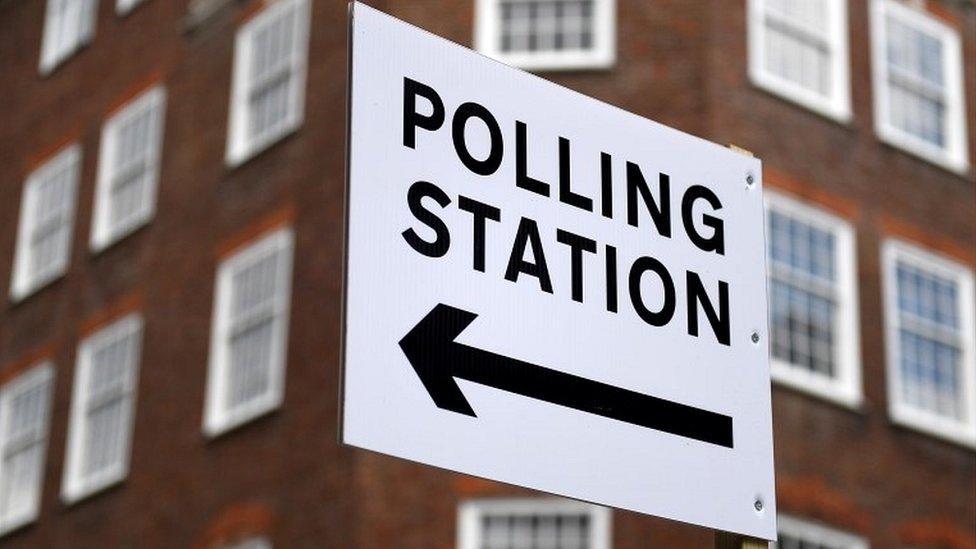 Polling station sign