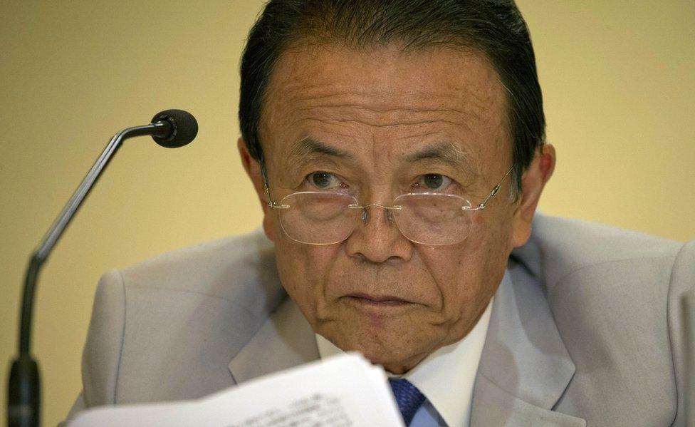 A picture of Japan's Deputy Prime Minister Taro Aso