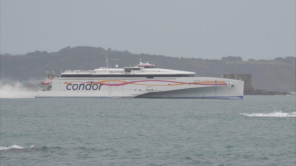 Condor Liberation passing Herm heading towards Guernsey's St Peter Port Harbour