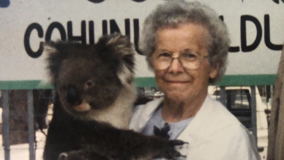 Margaret Canham with a koala