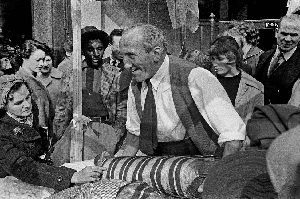 Market trader, Berwick Street Market, Soho, London, 1957