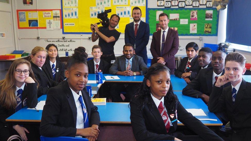 Pupils and staff at Cardinal Wiseman School in Birmingham reveal their concerns to Amol Rajan and cameraman Rob Pettit about fake news and the internet