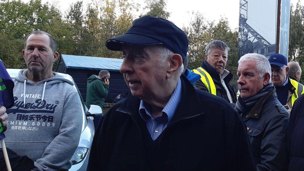 Arthur Scargill on the picket line