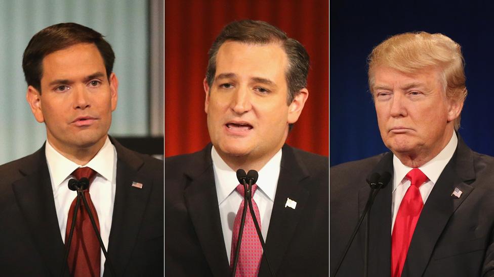 Marco Rubio, Ted Cruz, Donald Trump