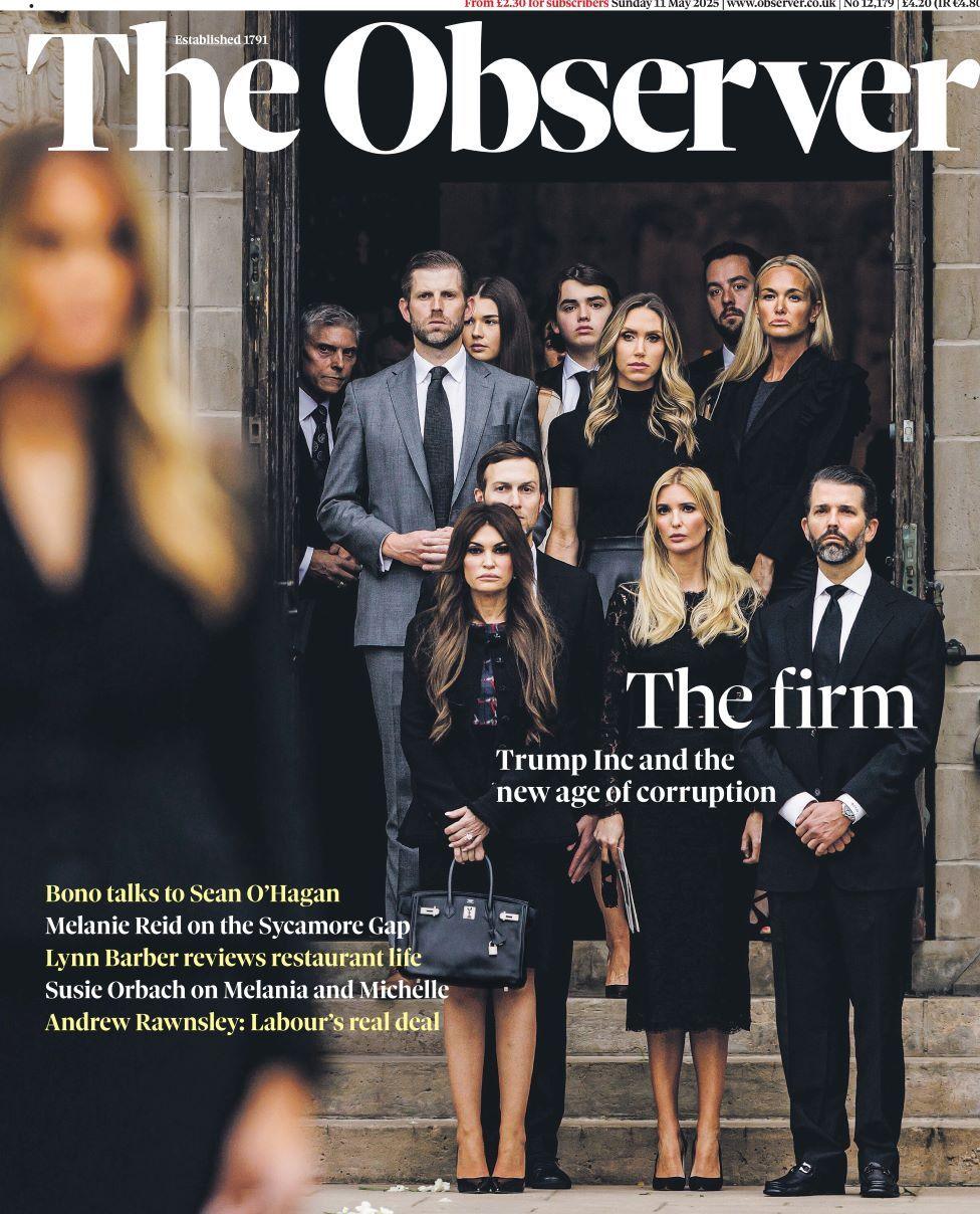 The Observer front page on Sunday 11 May 2025