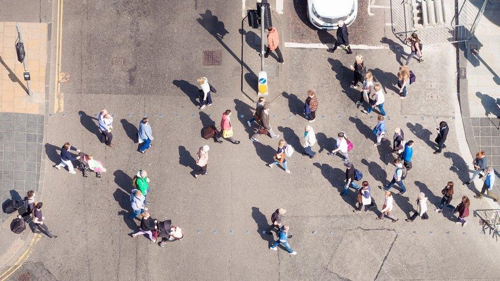 people crossing road in Edinburgh