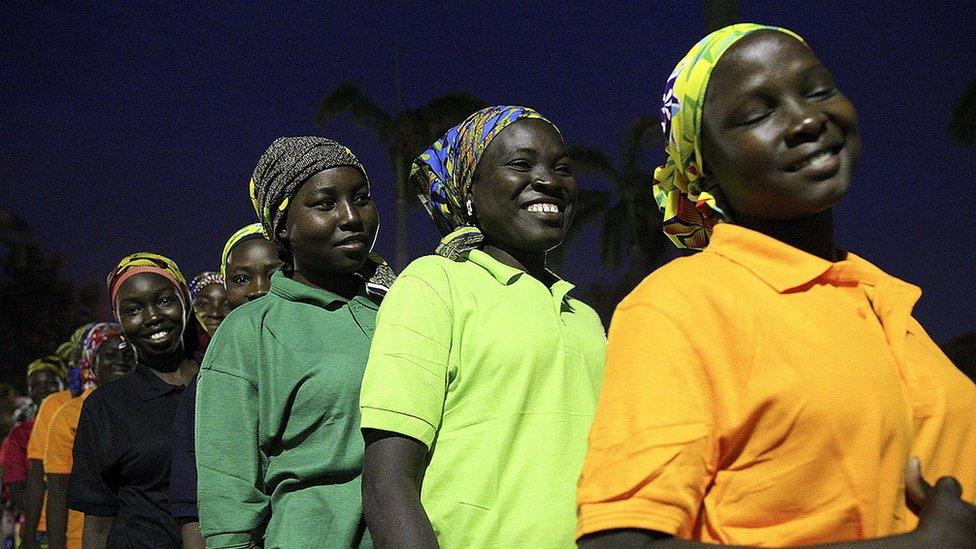 Some of the released Chibok girls. File photo