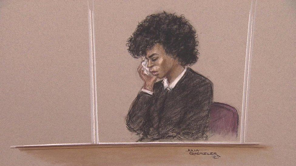 A court sketch of Berlinah Wallace