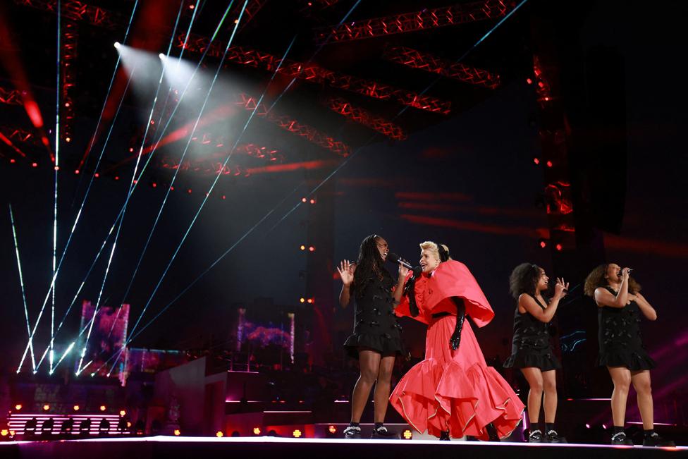 Paloma Faith performs on stage during the Coronation Concert on May 07