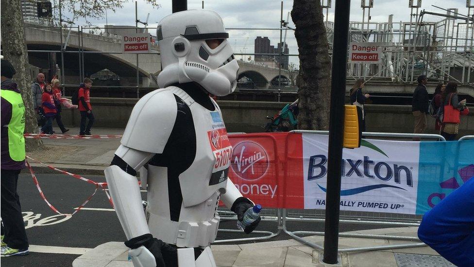 Runner dressed as a Stormtrooper