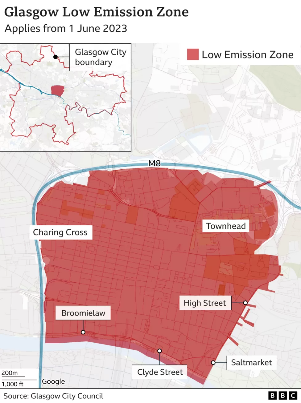 Glasgow LEZ map